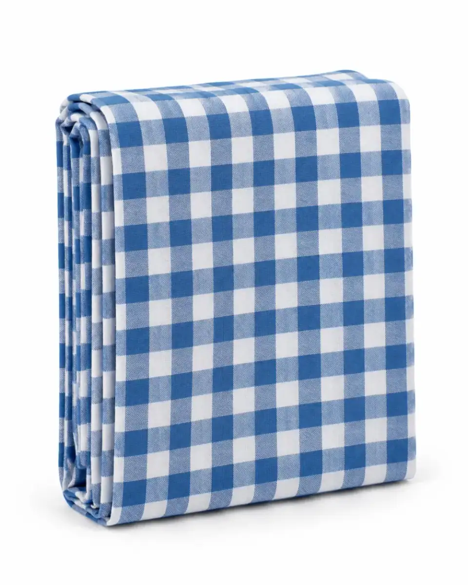 Toalha Xadrez Azul e Branco